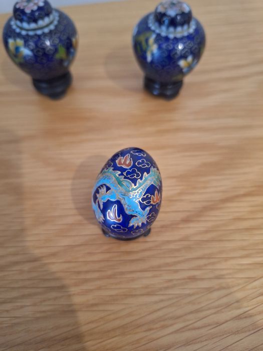 Conjunto de 3 Miniaturas Cloisonné