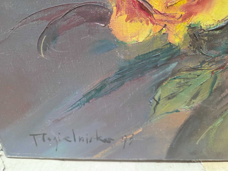 Obraz 46x55 cm ręcznie malowany bukiet róż staroć