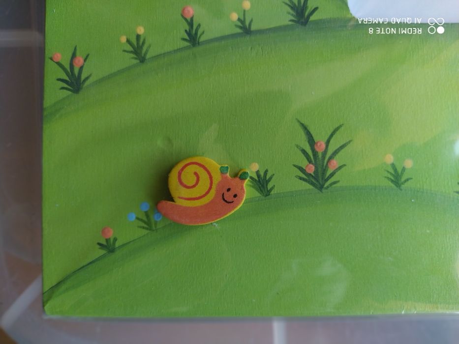 Moldura em madeira pintada - Menino - NOVO