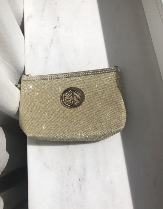 Kosmetyczka damska, saszetka, mini torebka złota