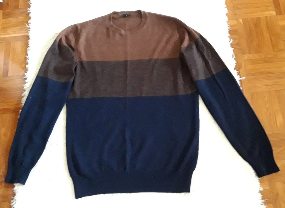 Sweterek męski brąz granat Paul Smith wełna r.M