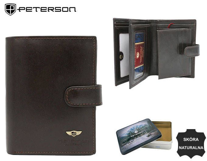 elegancki, duży portfel męski ze skóry naturalnej - peterson