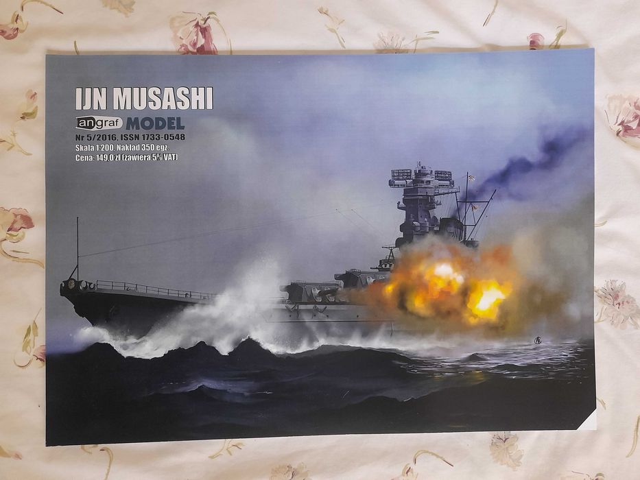 Japoński pancernik Musashi, 1:200, wyd. Angraf Model, stan bardzo dobry