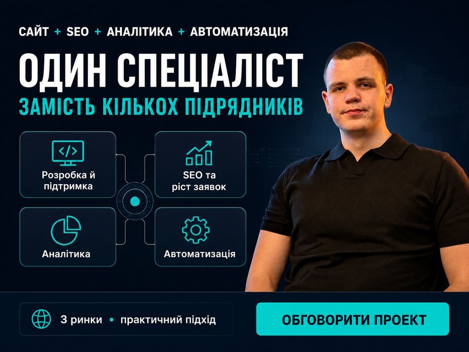 Маркетолог для бізнесу | Сайт, SEO, аналітика та автоматизація
