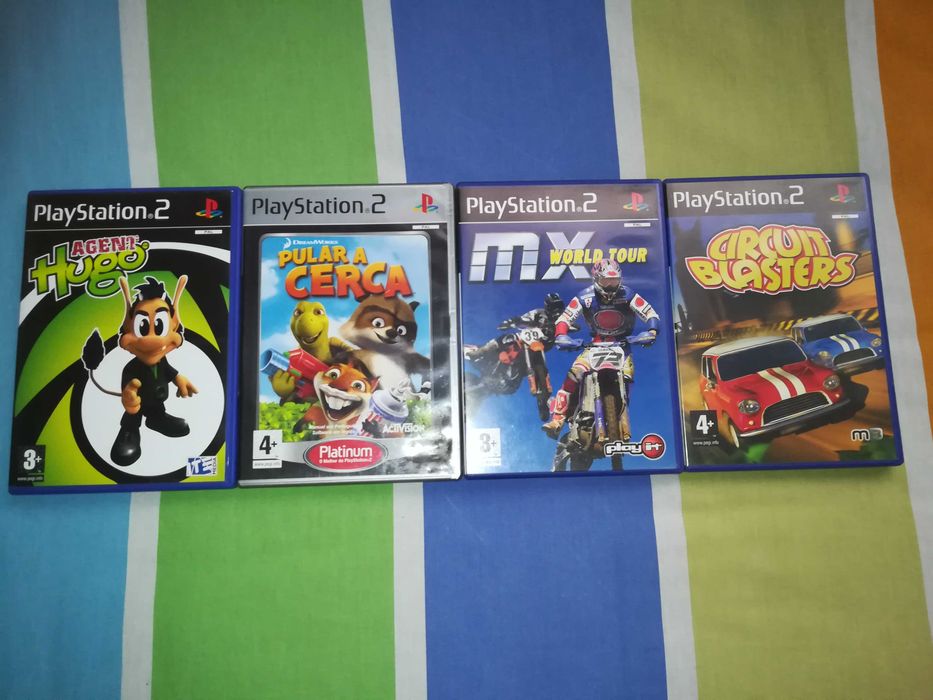 PACK de Títulos PS2 - AGENT HUGO e PULAR A CERCA, MX WORLD TOUR e CIRCUIT BLASTERS!
