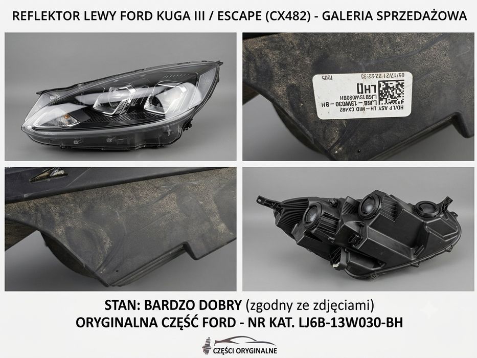 Lampa Lewa Przód LED Ford Escape IV Kuga III LJ6B-13W030-BH USA