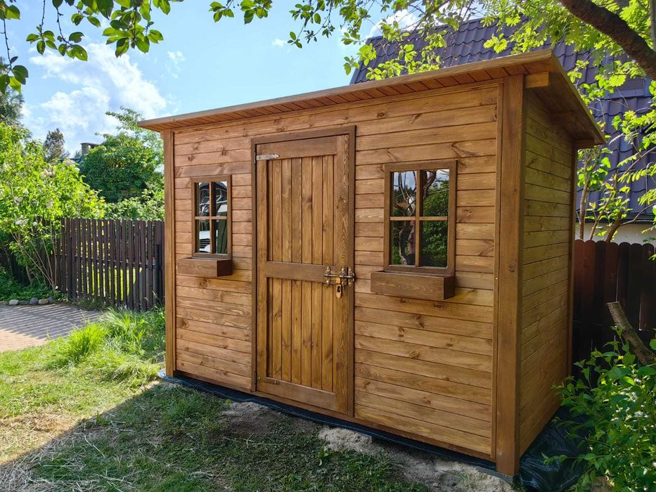 Domek narzędziowy ogrodowy 3x1,5m, drewniany schowek na narzędzia