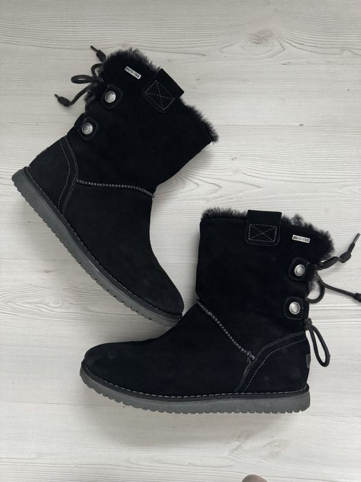 Tamaris kozaki buty śniegowce skóra jak emu ugg zamsz 39 czarne futro