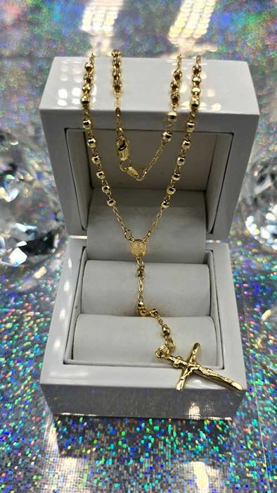 585 Piękny złoty łańcuszek Różaniec