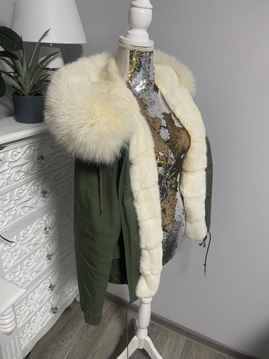 Futro naturalne lis norka Parka kurtka