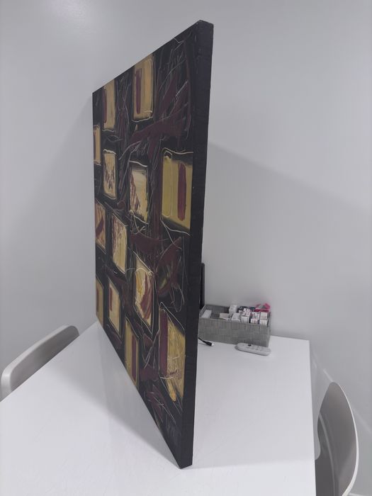 Quadro abstrato em tela grande – assinado 90x90 cm