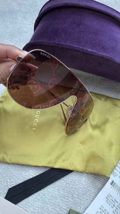 Okulary Gucci monogram pilotki oryginalne komplet