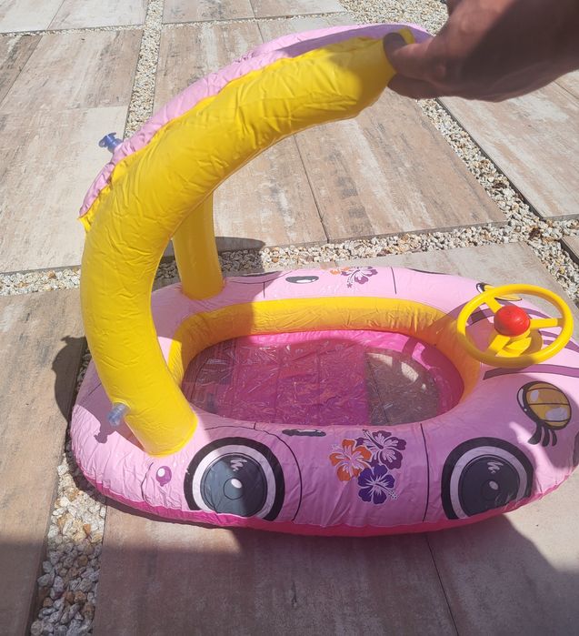 Bestway auto różowe łódka z daszkiem na basen dla dzieci