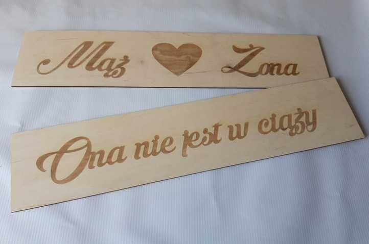 Tablica do auta Mąż Żona Grawer Ślub drewniane