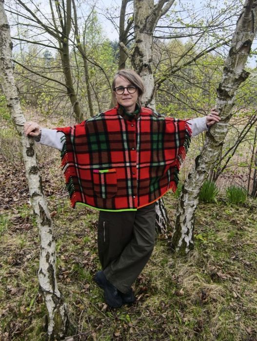 BadBear-ponczo z wełny handmade