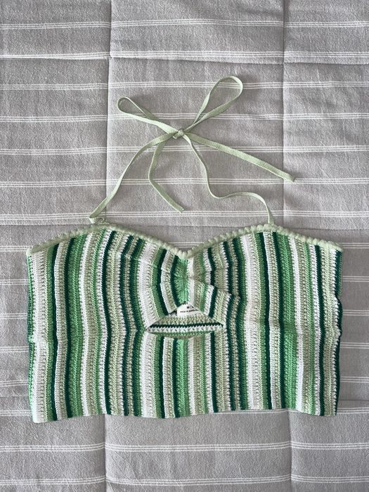 Top de Croché às Riscas | Verde & Branco | Estilo Boho