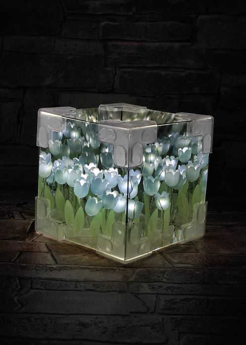 Готовий Нічник дзеркальний Куб з Тюльпанами / Набір для творчості