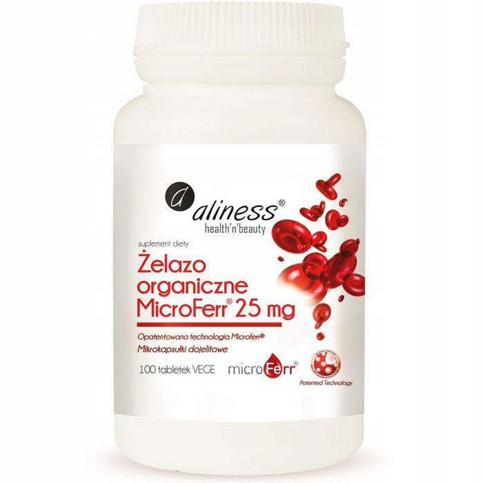 aliness żelazo organiczne microferr 25 mg 100 tab vege