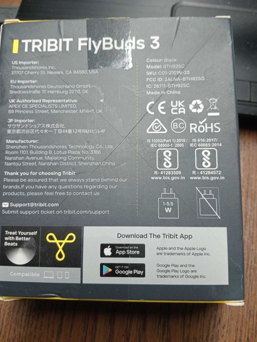Tribit FlyBuds 3 –Bluetooth 5.0 "NOVO" NA CAIXA (Power Bank Integrado)