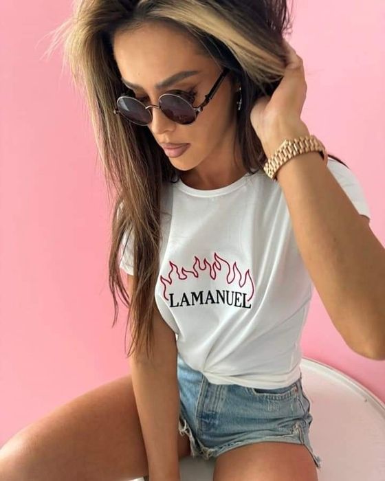 T-shirt LaManuel Fire Up biały Uni