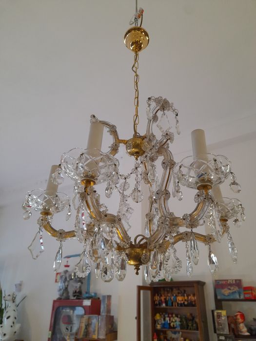 Candeeiro tecto - Lustre Vintage- candelabro em cristal - Maria Teresa