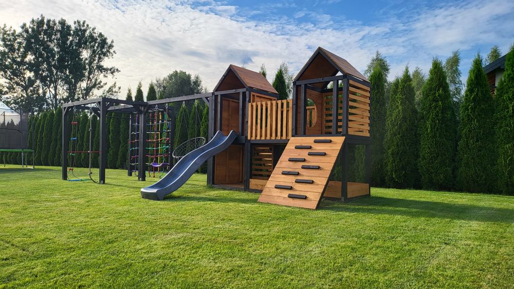 Modu-Box 5 + Gym Box  Drewniany Nowoczesny Modułowy Plac Zabaw