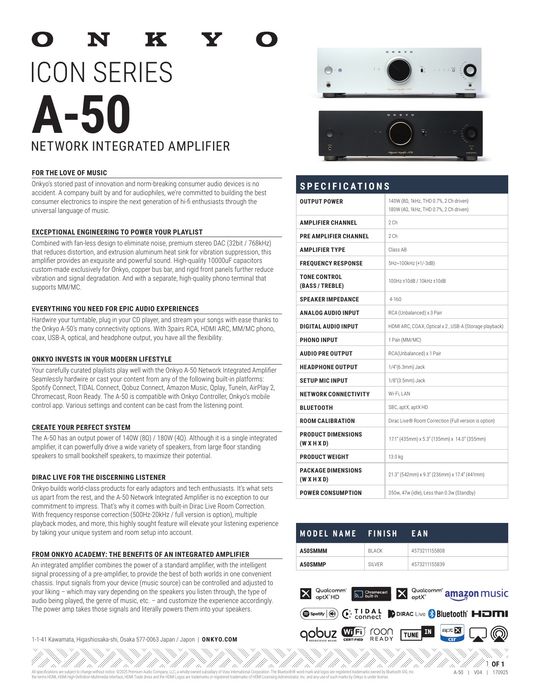 Onkyo Icon A-50 - мережевий інтегральний HI-FI підсилювач