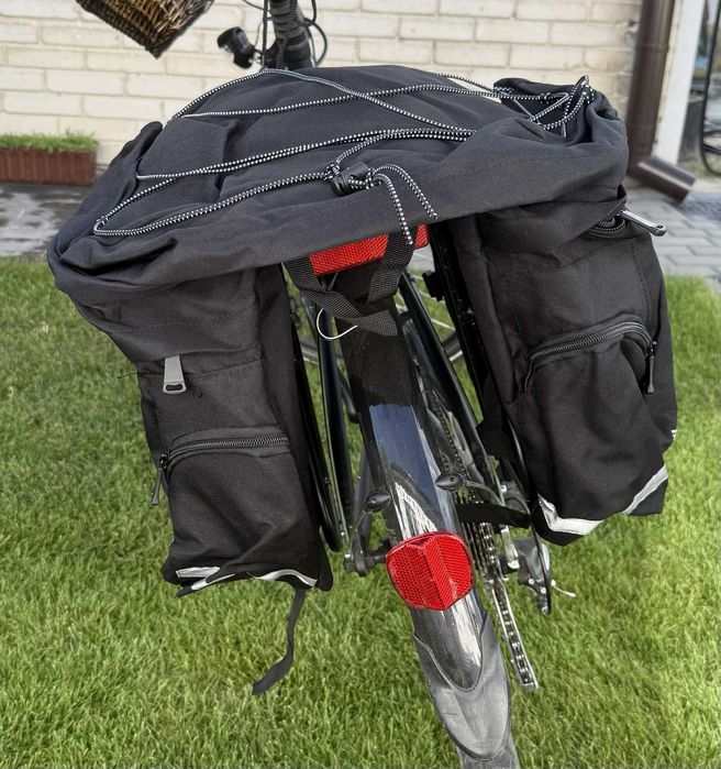 Torba Rowerowa Sakwa na Bagażnik Wodoodporna Pojemna Duża Czarna 65L