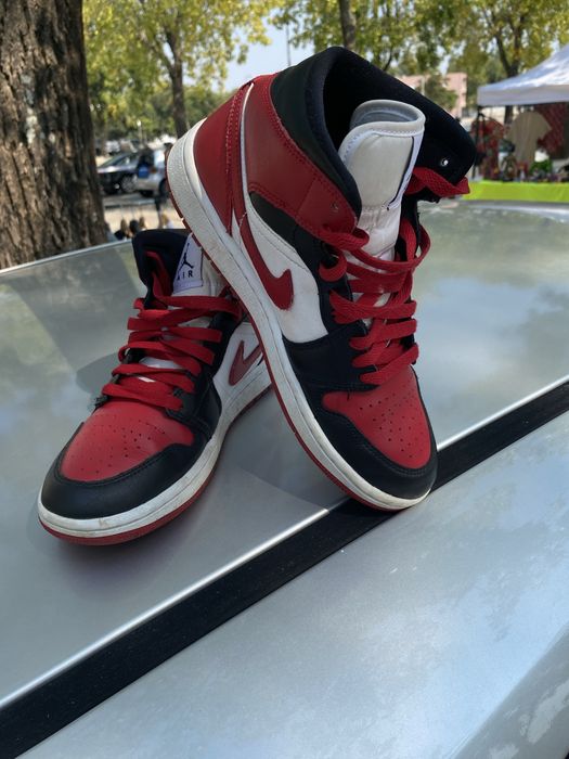 Air Jordan 1 Mid White Bred Toe – 38,5 / US 7.5