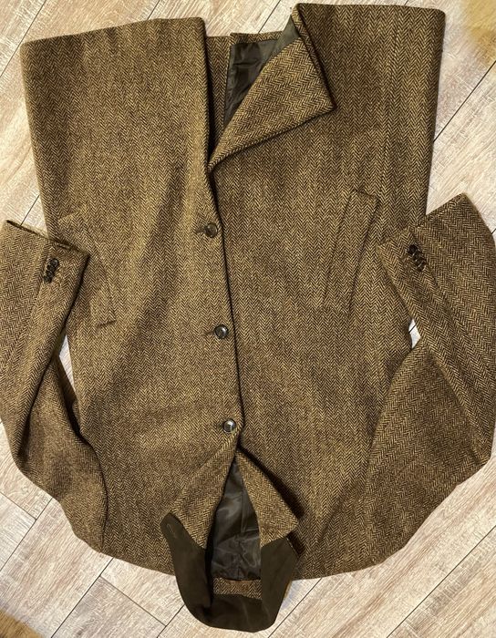 Harris Tweed Hand Woven 100% Pure New Wool Elegancki męski płaszcz 52