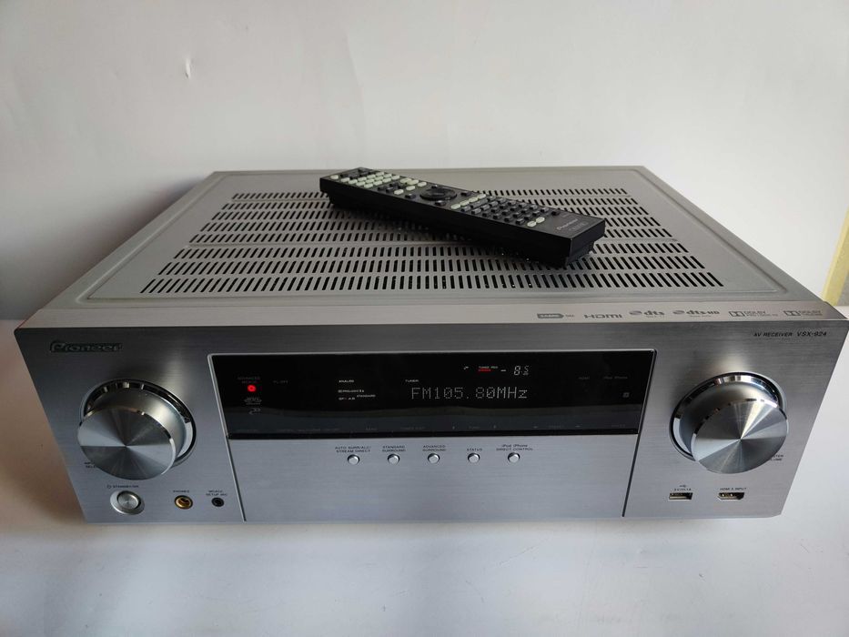 Pioneer VSX-924 amplituner kina domowego srebrny z pilotem
