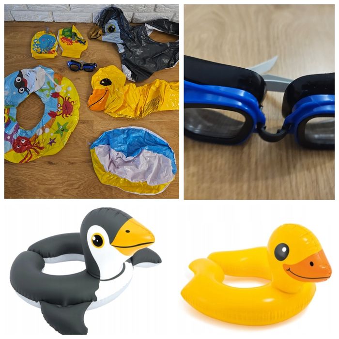 Zestaw - 3x kółka, nowe okulary, rękawki, piłka