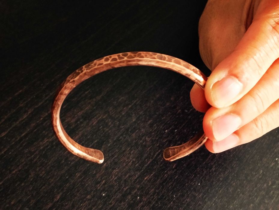 Pulseira artesanal de cobre verdadeiro. Pulseira robusta com 6mm larg.