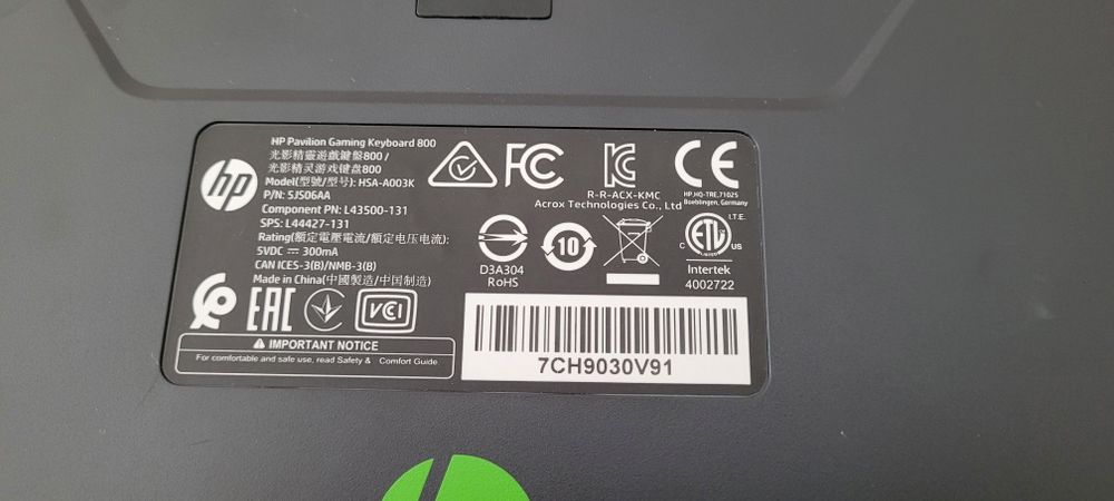 HP Pavillion Gaming Keyboard 800