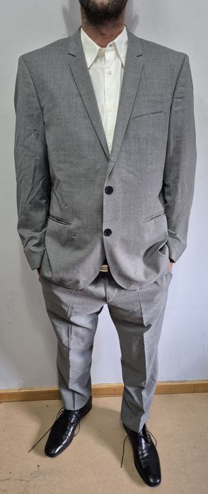 HUGO BOSS roz. 52 wełniany garnitur premium 100 'S naturalstretch