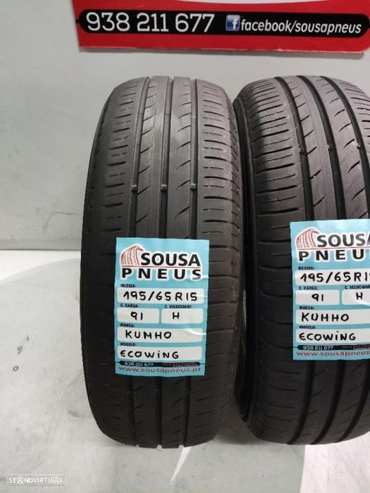 2 pneus semi novos 195-65r15 kumho - oferta dos portes