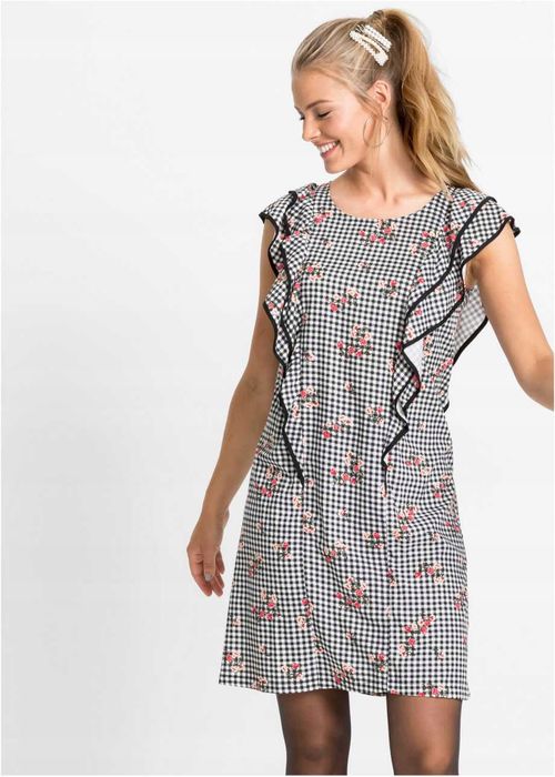 B.P.C sukienka w pepitkę i kwiaty 38.