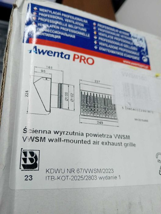 Grelha de Exaustão Awenta PRO VWSM160 - Alta Performance - NOVA