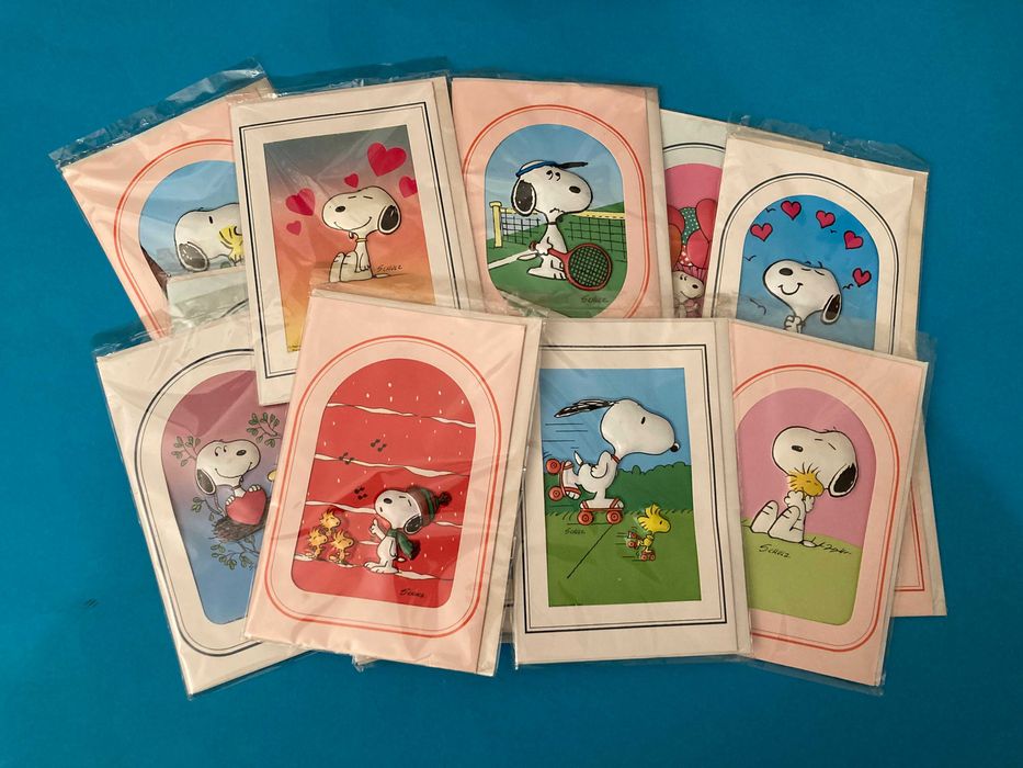 Colecção 15 Postais do Snoopy em relevo Anos 80 com envelope