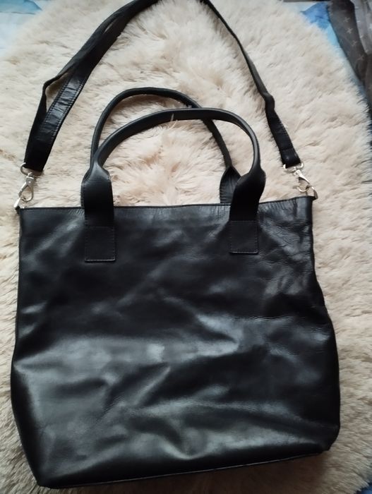Duża czarna torba skórzana damska