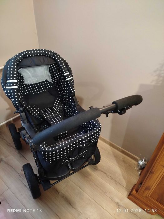 Sprzedam wózek RAF-POL 2w1 BIAŁE KROPKI spacerówka