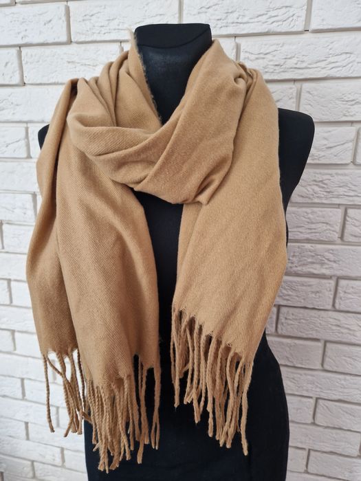 Karmelowy szalik z wełny dziewiczej 100% Pure Virgin Wool