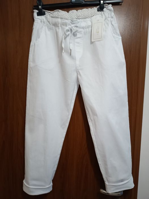 Spodnie damskie bawełniane białe