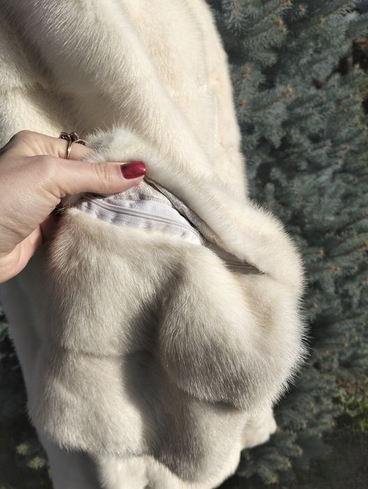 Ог 120! Біла норкова шуба поперечка довга 48-50-52