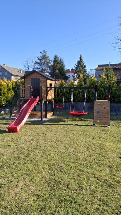 Plac Zabaw 10x10 Huśtawka  Zjeżdżalnia  bocianie gniazdo Piaskownica