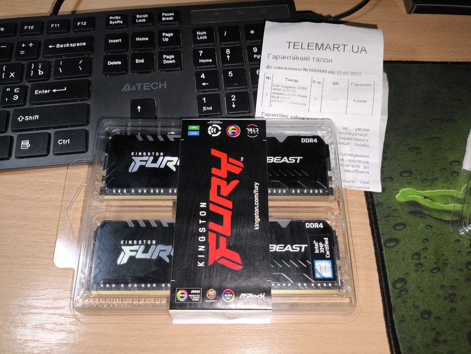 Kingston Fury ddr4 16GB 8×2 3600mhz RGB