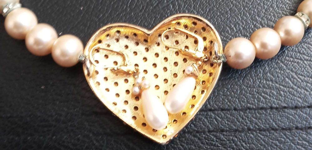 Conjunto Colar Brincos Gargantilha Diamantes Perolas Antigo Françês