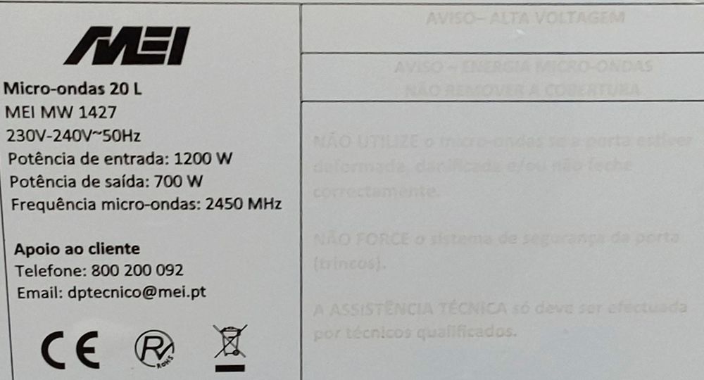 MICROONDAS DE 20 LITROS EM EXCELENTE ESTADO DE FUNCIONAMENTO. Casa,Cozinha,Campismo,Quarto.
