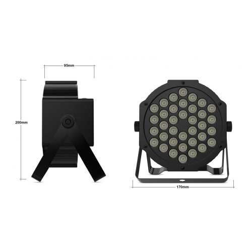 Foco LED RGB 36×1W com controlo remoto – Novo com garantia