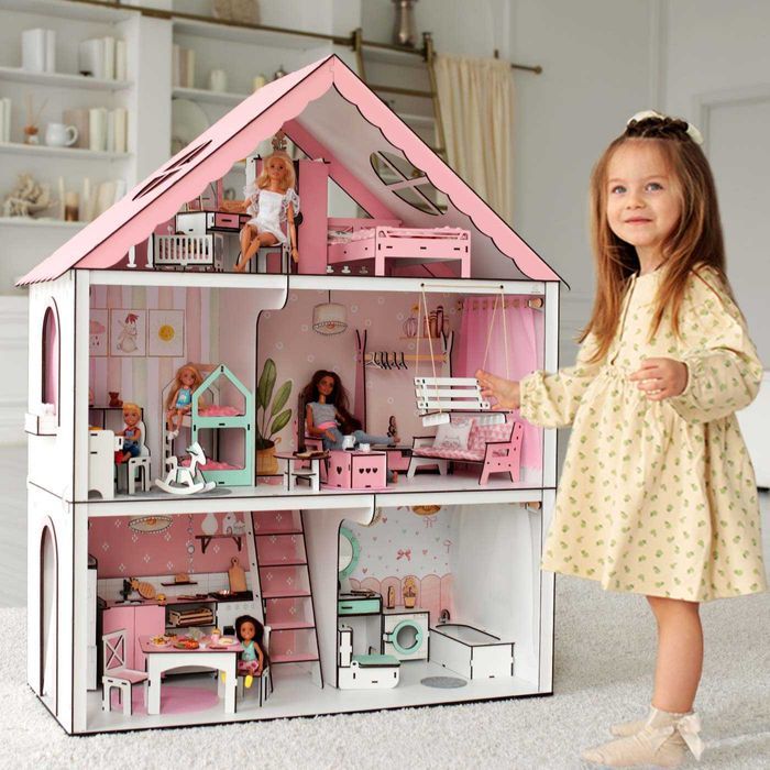 Великий метровий ляльковий будинок Барбі меблі Большой Кукольный домик